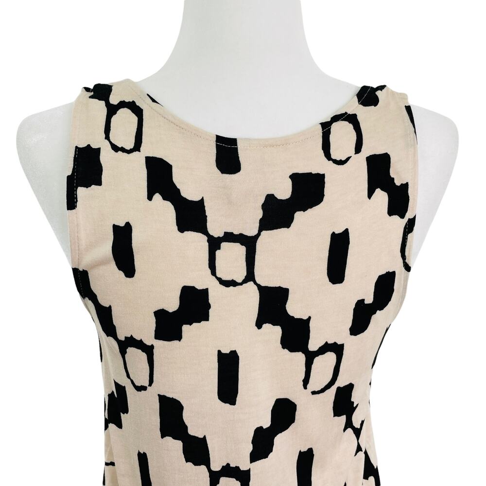 H&M Cream & Black Geometric Print Knit Dress Sleeveless Scoop Neck Pullover S - Picture 5 of 11